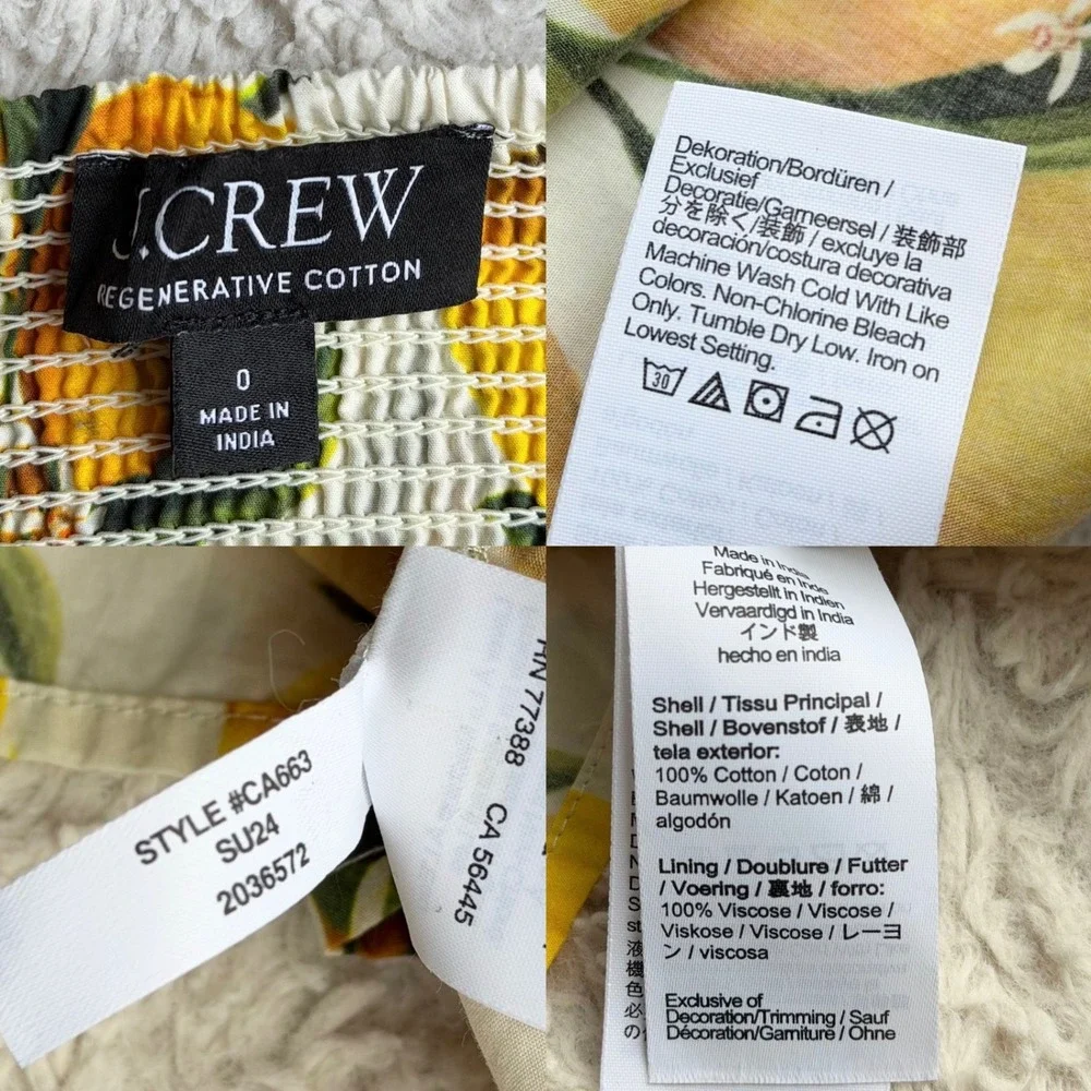 J.Crew Lemon Print Limoncello Dress Regenerative Cotton Button Midi CA663 0 - Picture 2 of 12
